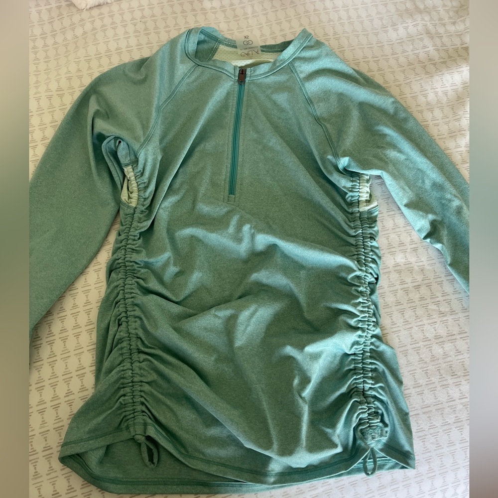 Teal Long Sleeve Ruched Dress